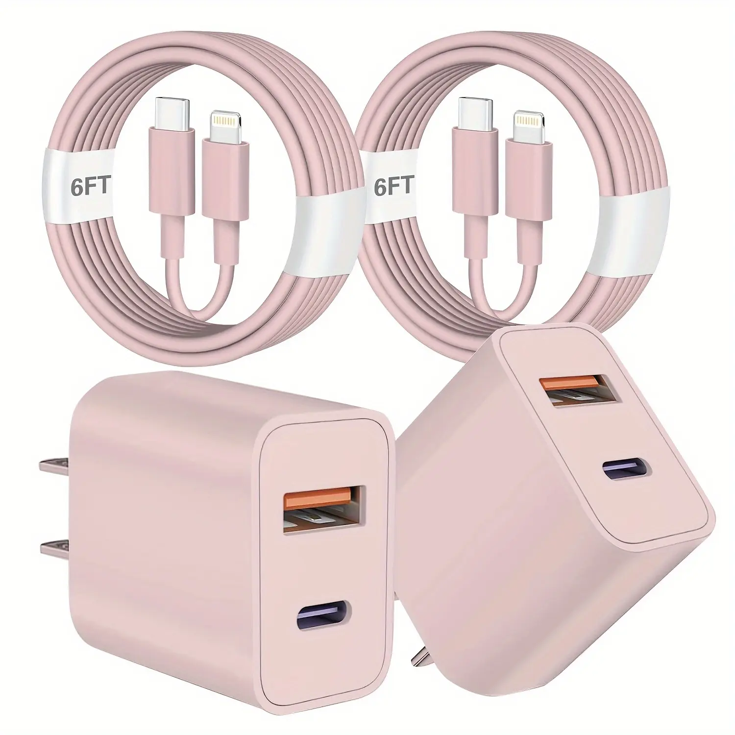 2-Pack 20W Dual Port Fast Charger Block with 6FT USB-C to Lightning Cable, QC+ USB-A Power Delivery & USB-C Quick Charge, Universal Fast Charging Adapter, US Plug, 110V/220V Compatible for iPhone 14/13/12/11/X/XR/Pro Max/Mini