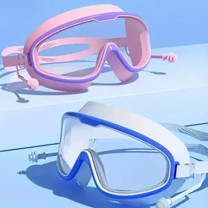 Ergonomic Large Frame Swimming Goggles – UV Shield, Anti-Fog, Fully Waterproof with Earplugs, Skin-Friendly for Teens 14+