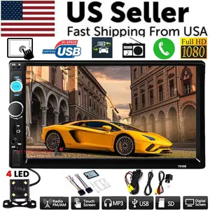 7" Double 2 DIN Car Stereo Radio Bluetooth Touch Screen Stereo Radio With Camera Wireless Android Car play Mirror Link Usb