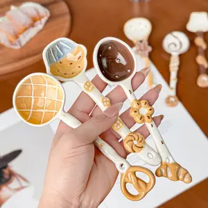 Ceramic Soup Spoon, Unique High-Design Cute Spoon, Underglaze Painted Spoon, Small Tableware for Soup & Desserts, Adorable Kitchen Accessory