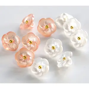 Flower Buttons for Sewing 15/32 inch (11.5mm) Translucent Blouse Button Craft Scrapbooking  White Mix Pack of 30 count