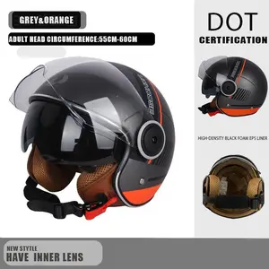 Motorcycle electric scooter helmet, three-quarters helmet, one size fits all, male and female universal dual lens fashion