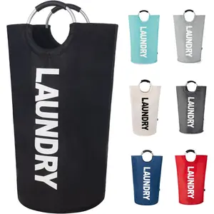 90L Large Laundry Basket, Laundry Hamper Stands Up Well, Laundry Bag with Padded Handles, Waterproof Clothes Bin Collapsible, Clothes Hamper for Bathroom, Laundry, College (Black)