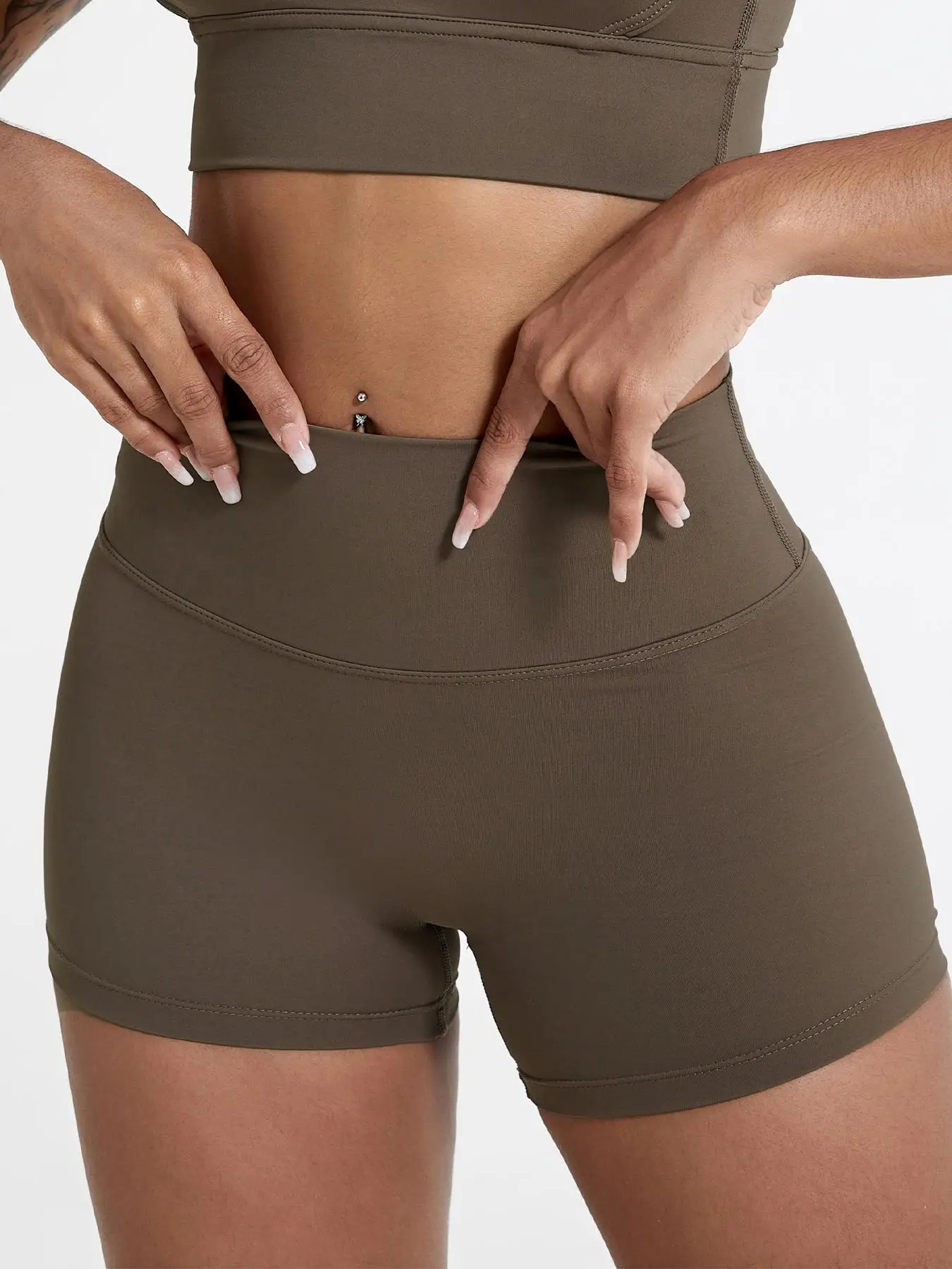 Women's Solid High Waist Sports Shorts, Gym Shorts, High Stretch Yoga Bottoms, Ladies Sportswear for Indoor Outdoor Wear