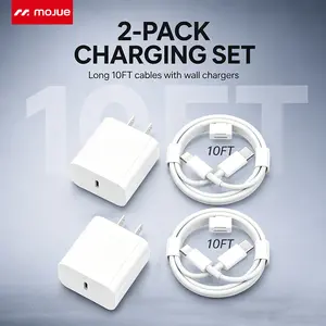 10FT/6FT Super Fast Charging 2-Pack Type-C Wall Charger Block with 2-Pack USB-C to Lightning Cable for iPhone 14/13/12,AirPods Pro, Mobile Smartphone