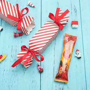 50pcs Christmas Candy Gift Boxes with Ribbons, Red Striped Paper Treat Boxes for Wedding, Bridal Shower, Birthday, Housewarming, Carnivals, Christmas, Thanksgiving, New Year, Graduation - Versatile Party Favor Boxes