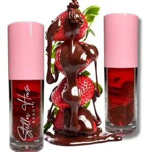 Chocolate Strawberry Lip Gloss Flavored - Butter Lip Gloss- “Cover Me Berry” Redish Brown Color - Non sticky-Moisturizing Coconut Oil Vegan - Cruelty Free - Glossy- Moisturizer - Lip Care Hydrating- Hibiscus- Lemon Oil Infused Brightening