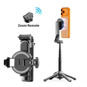 2026 New 4-in-1 Multifunctional Magnetic mini Selfie Stick, With 360° Rotation, Wireless Bluetooth Control Magnetic Phone Holder for Selfies Video Recording Vlogging Compatible with Most Phones - Stabilizer Camera