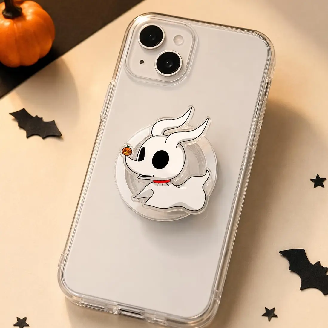 Cute Spooky Dog MagSafe Phone Grip – White Ghost Puppy Acrylic Magnetic Phone Holder & Kickstand – Fall Halloween Accessory