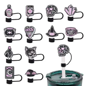 Straw Cap, 12pcs/set Reusable Cute Drinking Straw Cover, Dustproof Straw Topper For 7-8mm Diameter Straw, Halloween Drink Protectors