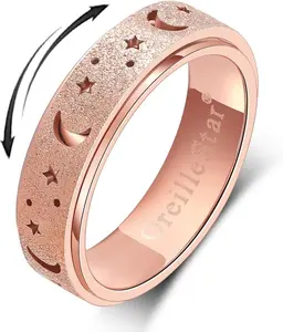 Anxiety Ring for Women Spinner Ring Fidget Ring Fidget Toys Adults Stainless Steel Spinner Rings for Anxiety Fidget Rings for Women Anxiety Fidget Ring Rose Gold Size 8
