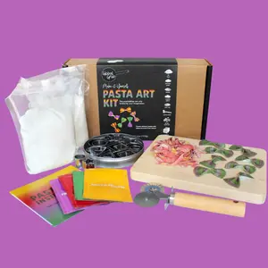 Global Grub DIY Pasta Art Kit with Natural Colorings, Pasta Wheel, Dough Cutter Set, 00 Flour
