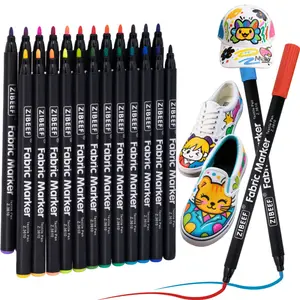 12/24 Colors Fabric Markers - Fine Tip Fabric Markers Permanent for Clothes - No Bleed Pens for T-Shirts, Bags, Textile, Canvas, and more - Art Supplies