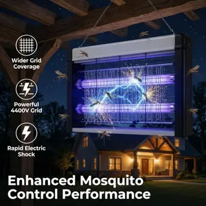 High Voltage Fly Trap & Mosquito Killer, Ultra-efficient Electric Mosquito Killer,  with Removable Washable Tray for Indoor, Wall-Mounted Design for Bedrooms, Kitchens, Patio, Backyard