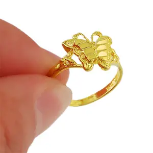Fashion Brand Jewelry Real 24K Gold Color Rings Butterfly Gold Filled Rings For