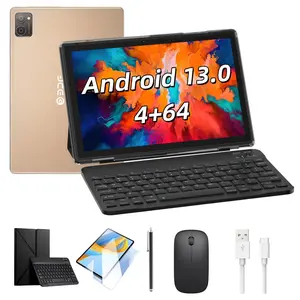 10.1 Inch Android Tablet PC, 4GB RAM & 64GB Storage, Includes Keyboard, Case, Mouse, Touch Pen, Dual Camera, Home & Office Use
