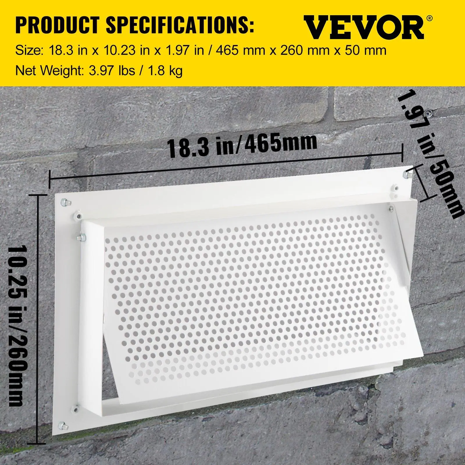 【fathersdaygift】VEVOR Flood Vent, 8" Height x 16" Width x 2" Depth Foundation Flood Vent,to Reduce Foundation Damage and Flood Risk, White, Wall Mounted, for Crawl Spaces, Garages & Full Height Enclosures