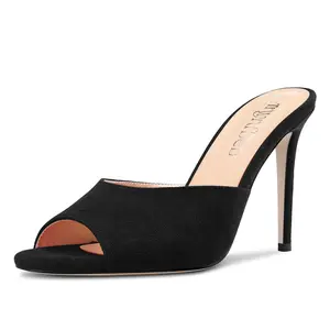 TNYNFBEB Women Stiletto High Heel Peep Open Toe Sandals Slingback Slip-on Wedding Office Cute Basic Classic 3.9 Inches Heels Summer Girl