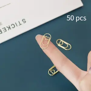 50pcs /bag mini heart gold rose gold Color Clip Bookmark binder clip Office Accessories paper Clips Patchwork Clip H0481