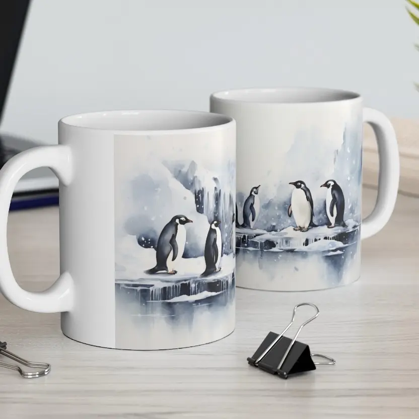 Penguin Coffee Mug | Cute Arctic-Inspired Ceramic | Nature Lover's Gift | Cottagecore Mug Drinkware Reusable Washable Tea Cup