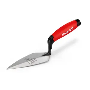 Goldblatt RED Pointing Trowel, 6" x 2-3/4" Upgraded Ground Blade, Professional Masonry Tools, Heavy Duty One-Piece Forging, Durable High Carbon Steel, Soft Handle, for Spreading Mortar, Repairing Gap