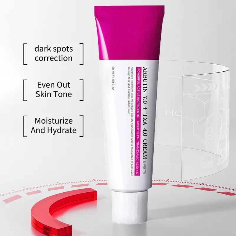 7% Arbutin +4% Tranexamic Acid Cream 70,000ppm Arbutin & 40,000ppm TXA with Niacinamide&Glutathione for Dark Spots Freckles Blemishes &Pigmentation 50ml, Lightweight texture