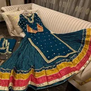 Party Suit With Crush Silk Skirt Pant