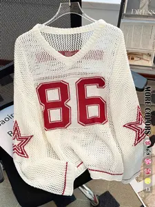 Women's Sweater, Lightweight Knit Sweater, Casual Sporty V Neck Long Sleeve Jumper for Summer, Fashion Women's Knitting Knitwear for Daily Wear, Tops