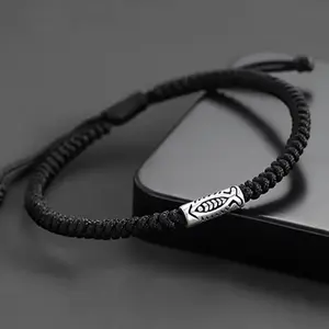 Koi Black String Bracelet | Men's Lucky Braided Fish Charm Wristband