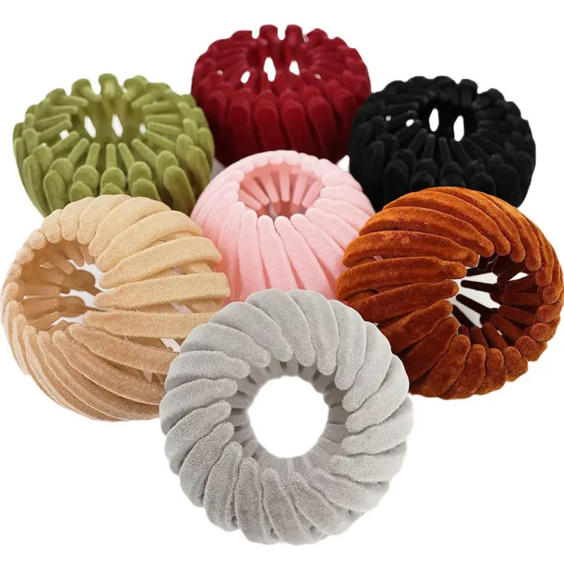 7pcs Bohemian Style Bird Nest Magic Hair Clips Set, Elegant Hollow-Out Round Plastic Hair Bun Accessories