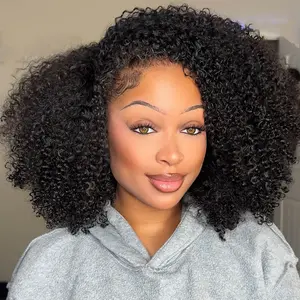 [3 In 1 Half Wig] OQ HAIR Kinky Curly Wear Go Half Wig 250% Density Seamless Flip Over Wig Invisible Hairline Glueless Human Hair Wigs Beginner Friendly Vacation Hair Blend Natural Hair Well Outdoorfun dealsforyoudays
