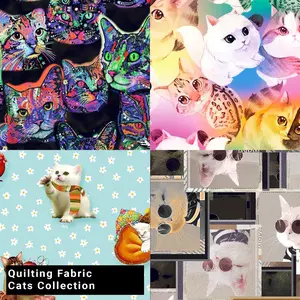 44" Wide 100% Cotton No Stretch Quilting Fabric-Printed Designs for Sewing, Clothing, Crafts, Accessories, Home Decor,  and DIY Projects (Quilting Fabric- Cats Collection)