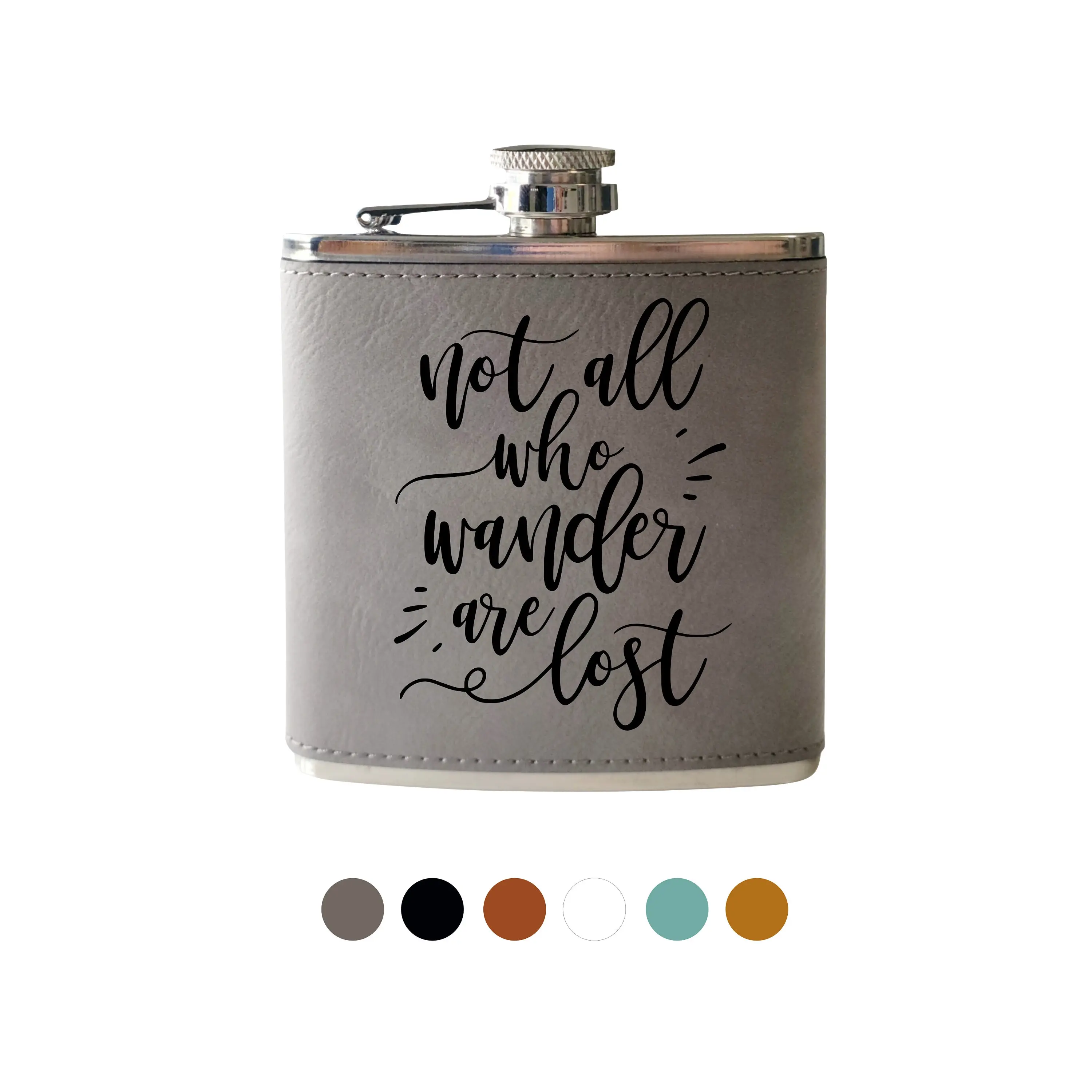 Flask- Not all who wander are lost engraved whiskey flask for hiking, camping, skiing, outdoor activities Hip Flask hip flask stainless steel