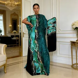 New multi-color women's robe and scarf/headscarf two-piece set, featuring a blend of fashion and leisure styles, with smooth fabric, light and elegant, trendy beachwear, travel party dress, and Muslim fashion dress. Floral graduation dress