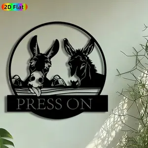 1pc Donkey Duo Metal Wall Art, Press On Statue Mural, Intricate Craftsmanship, Artistic Metalwork, Perfect for Housewarming, Thanksgiving Decor, Perfect for Farmhouse Kitchen Garden Fence Decor, Ideal Gift for Rustic Decor Enthusiasts.
