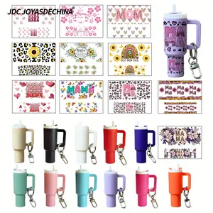 10pcs/22pcs Mini Tumbler Cup Keychain Lip Balm Holder,  Butterfly Leopard UV DTF Wraps Rub on Transfer Stickers for Women Cup Keychains Accessories, Cute Charms for Handbags and Backpack DIY Gift Cup Sticker Gift