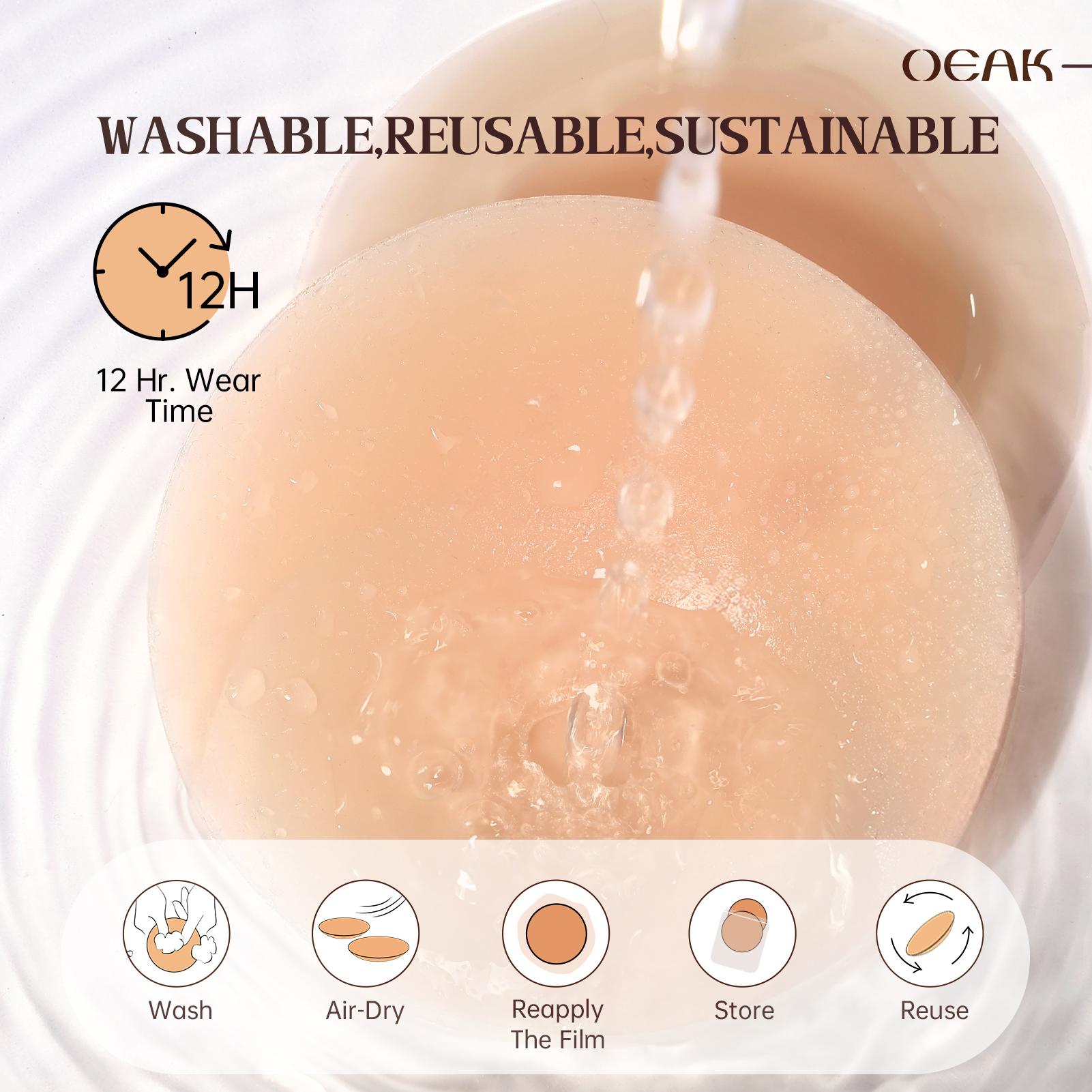OEAK Nipple Covers for Women Reusable Adhesive Pasties Invisible Seamless Soft Water Resistance Self-Adhesive Chest Stickers