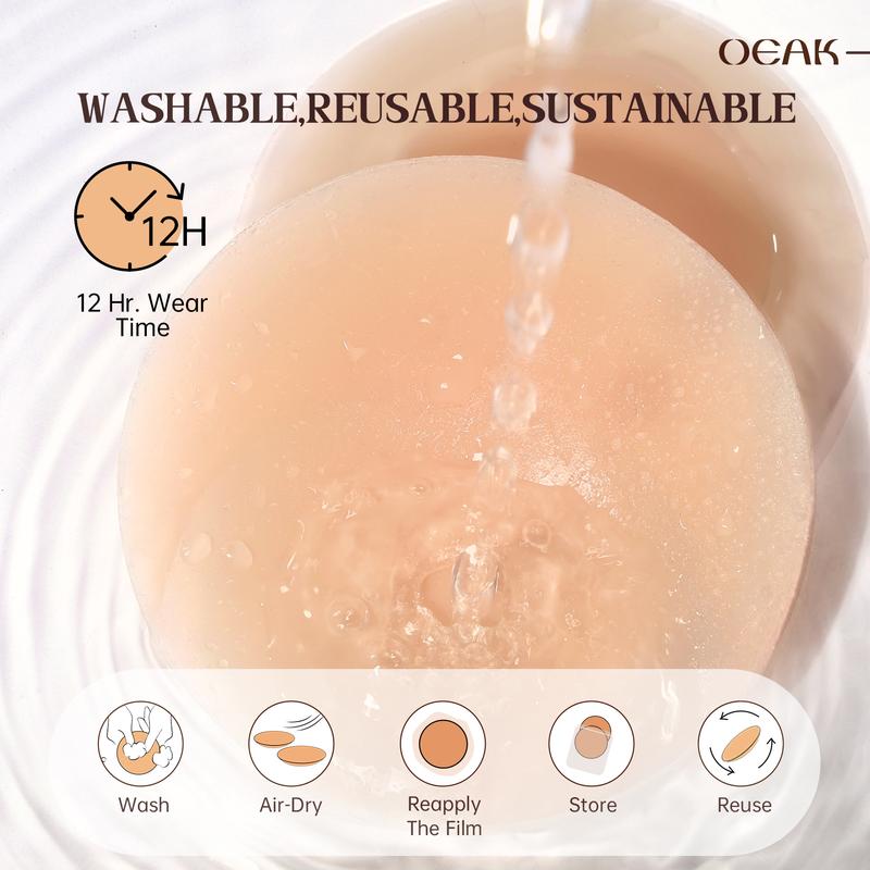 OEAK Nipple Covers for Women Reusable Adhesive Pasties Invisible Seamless Soft Water Resistance Self-Adhesive Chest Stickers