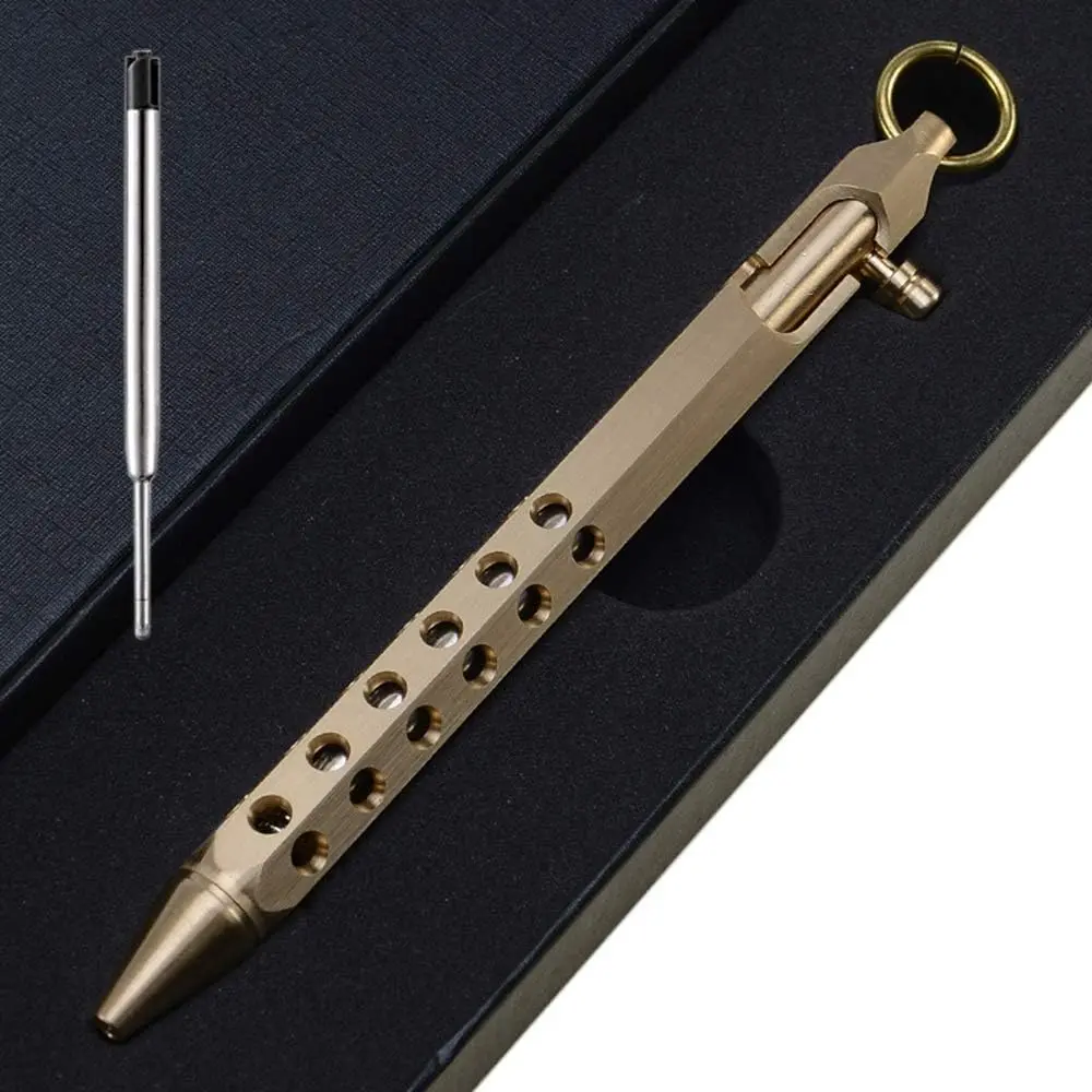 Six-Edge Solid Brass Pen, Bolt Action EDC Pocket Signature Pen