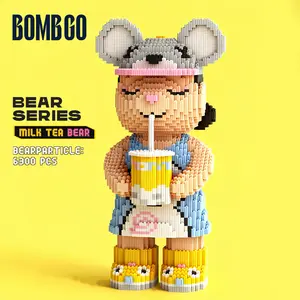 Bombgo Pixel Milk Tea Large Bear Building Block 6300 pcs Educational Toy for Kids Birthday & Christmas Gift Trendy Decoration Family Bonding BlackFriday Christmas