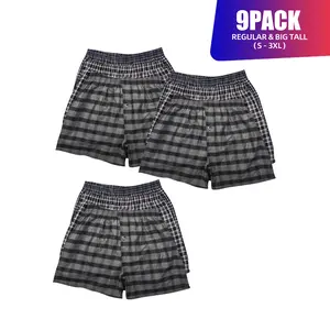 9 Pack Men's Cotton Blend Boxer Shorts Random Mixed Color Woven Relaxed Fit Boxers Breathable Underwear Button Fly Pouch Elastic Waist Menswear