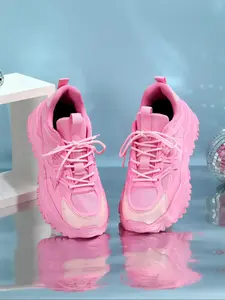 Fashionable Pink Lace Up Sneakers, Casual Breathable Comfortable Sports Shoes for Daily Wear, Trendy All-match Sneakers for Women & Girls, Athletic Sneakers, Lightweight Casual Sneakers, Trendy Walking Sneakers