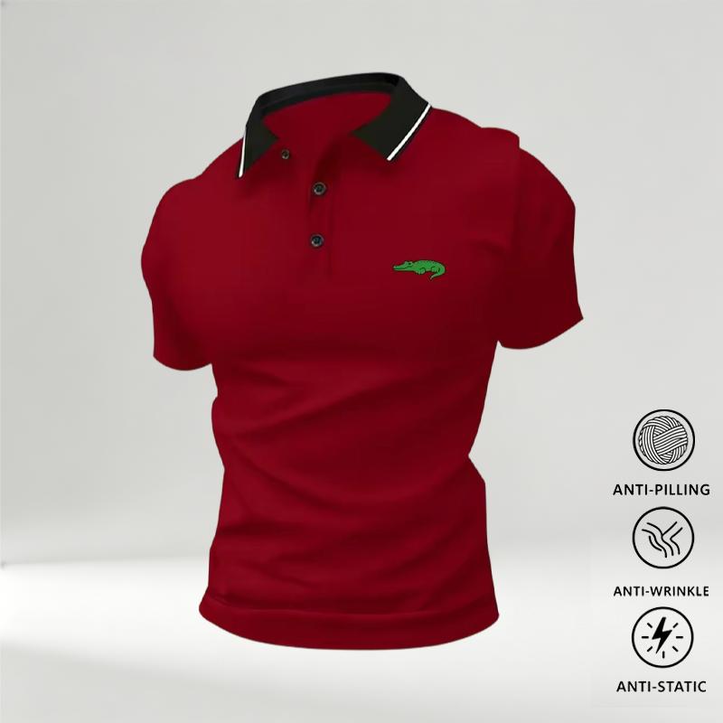 Men's New Polo Shirts (Pack of 5) - Summer Short-Sleeve, Turn-Down Collar, Crocodile Print, Anti-Wrinkle, Chic Look, Breathable Comfortable Fabric - Men's Clothing for Business Travel, Dates