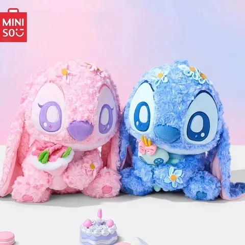 MINISO Stitch Series Extra Soft Fluffy Soft Stuffed Dolls - Petal Plush Sitting Stitch & Angel Stuffed Animals, Unisex Cute Cozy Collectible Gift, Holiday Decoration for 12+ Years Old