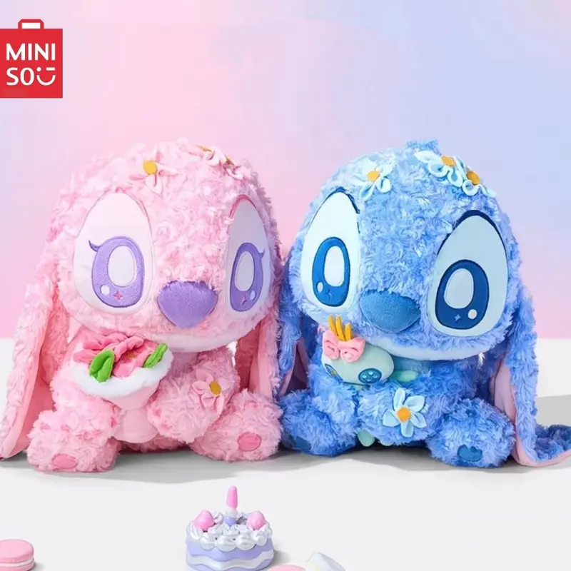 MINISO Stitch Series Extra Soft Fluffy Soft Stuffed Dolls - Petal Plush Sitting Stitch & Angel Stuffed Animals, Unisex Cute Cozy Collectible Gift, Holiday Decoration for 12+ Years Old
