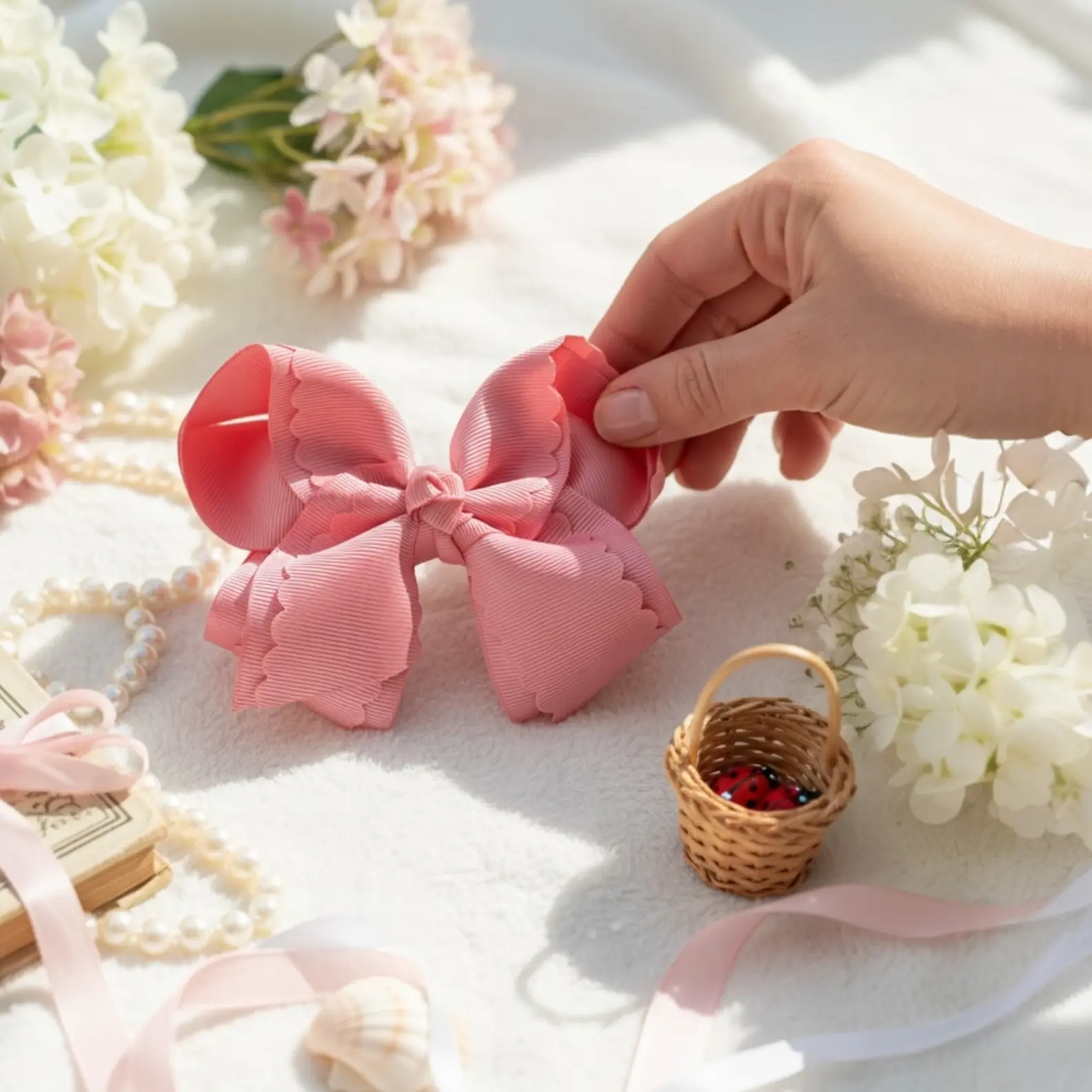 Sweet Blush Hair Bow Clip (4")