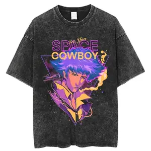 "SEE YOU SPACE" - Vintage / Acid Washed Cowboy Bebop Anime T-Shirt B6G