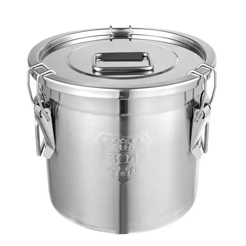 304 Food Grade Rust-Resist Steel Airtight Containers - Waterproof, Airtight Locking Lid, Large Cap, Polished Finish, Smooth Interior, Minimalist Round Kitchen Organizer Jars for Dry/Wet Foods, Corrosion Resistant