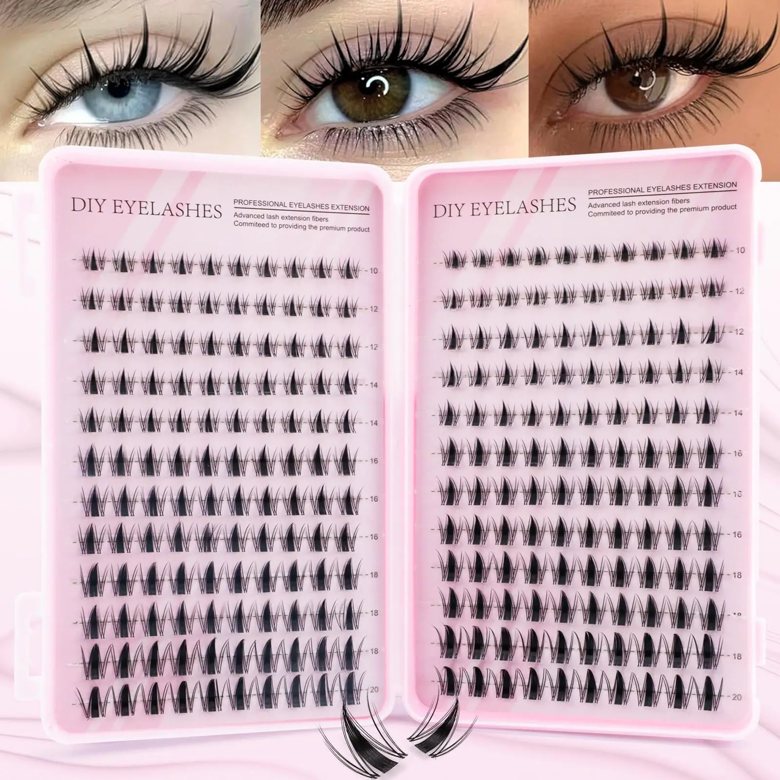 Natural Fluffy Lightweight False Eyelashes, DIY Makeup Lashes, Anime Style Lash Extensions, C Curl Individual Lashes, DIY Home Use, 8-16mm Mixed Length