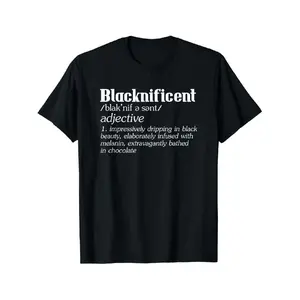 Blacknificent Afro African Pro Black History T-Shirt - Cultural Pride Shirt with Afro Icon & African Continent Patch, Casual Round Neck Tee for African Heritage Events, Machine Washable